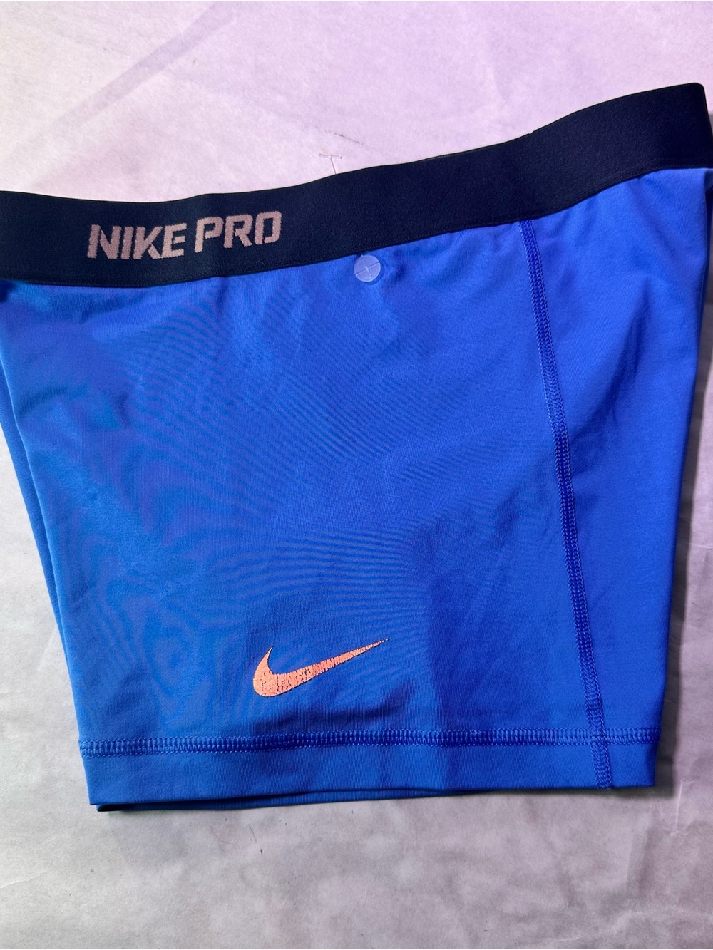 Nike Pro Royal Blue Athletic Shorts with Pink Swoosh
